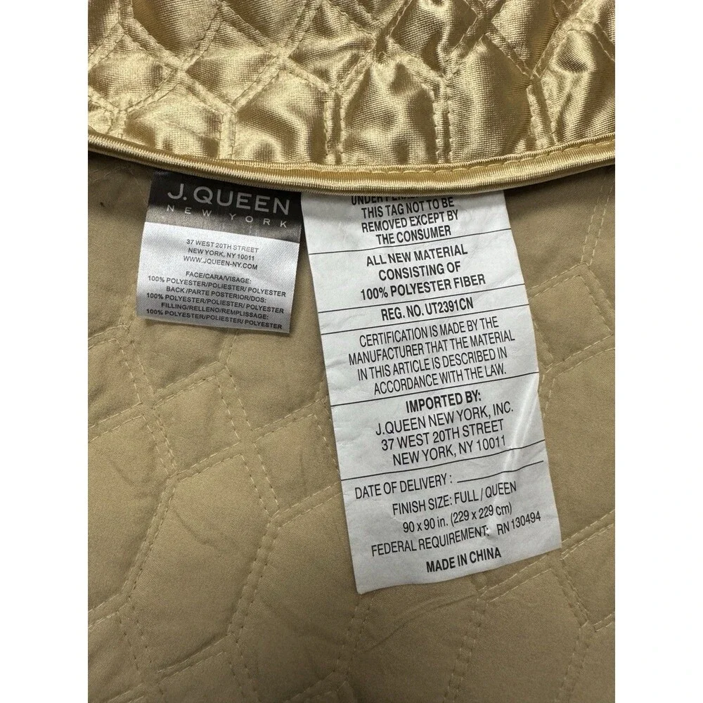 J Queen New York Full/Queen Gold Satinique Quilted Quilt